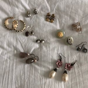 Collection of earrings. All have been cleaned.